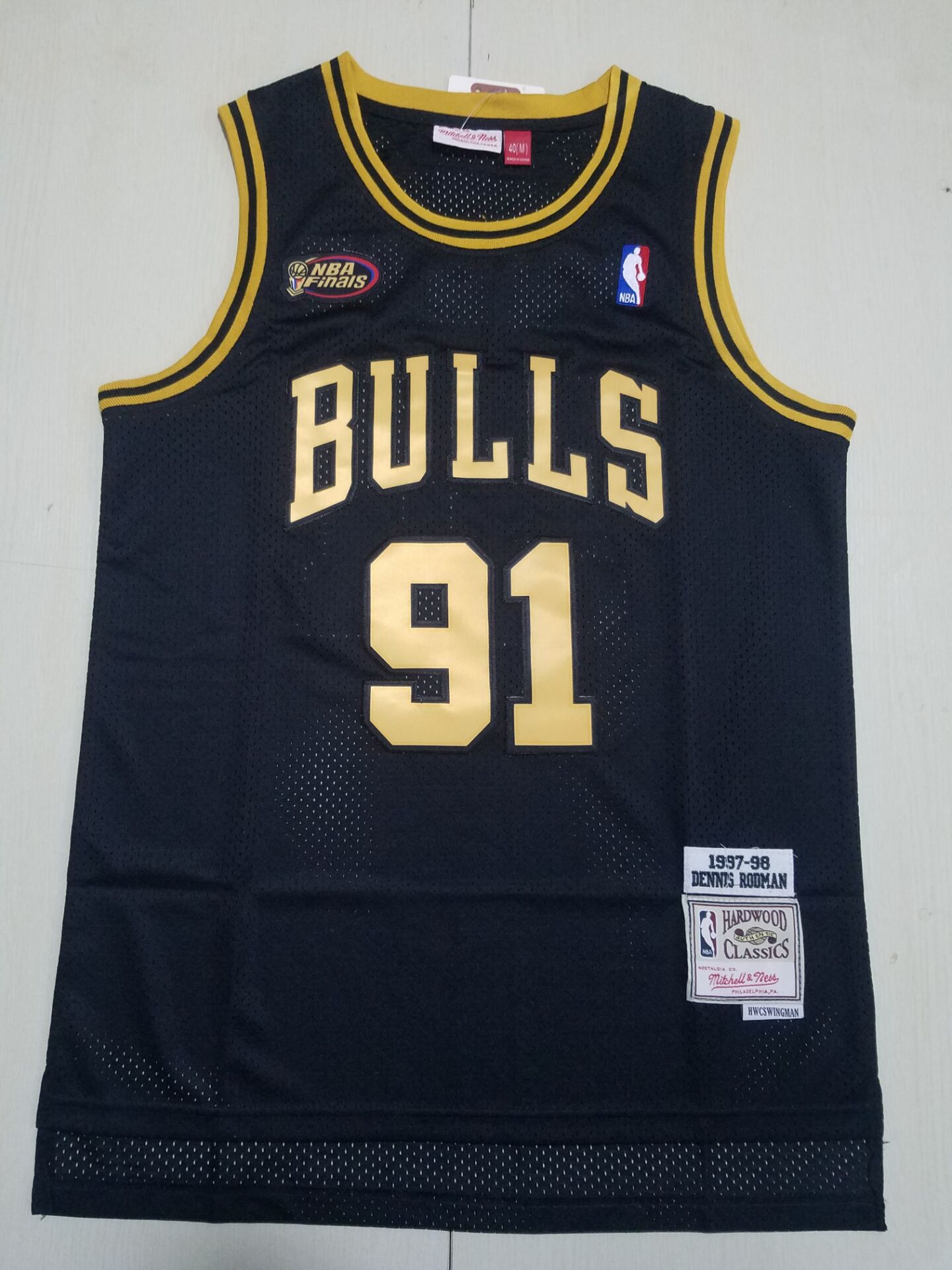 Men Chicago Bulls 91 Rodman Black Finais 2022 NBA Jersey